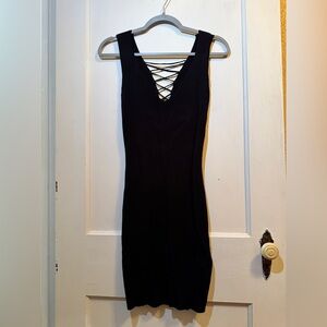 AKIRA Large Black Dress with Crisscross Detail